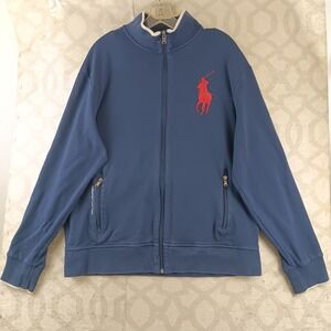 Polo Ralph Lauren Full Zip Track Jacket Big Pony Logo Blue Mens Large